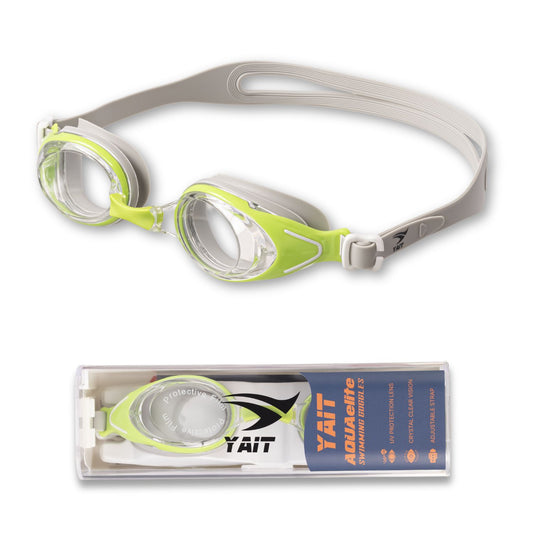 AquaElite Swimming Goggles - Grey & Green