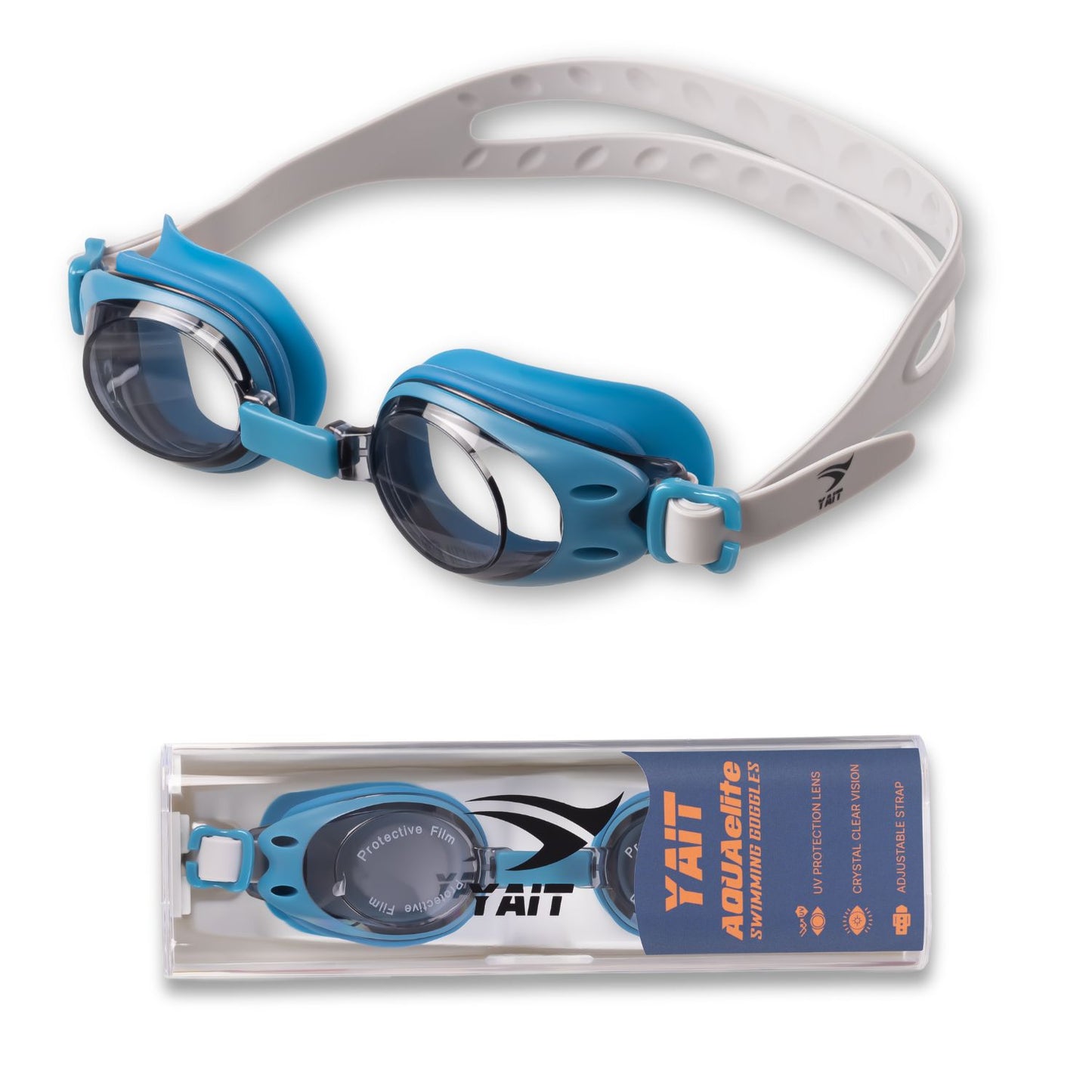 AquaElite Anti Slip Swimming Goggles - Blue & Grey
