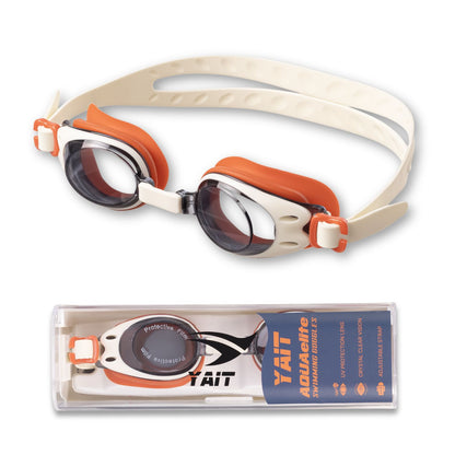 AquaElite Anti Slip Swimming Goggles - Orange & White