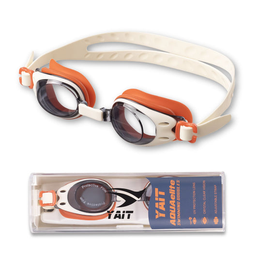 AquaElite Anti Slip Swimming Goggles - Orange & White