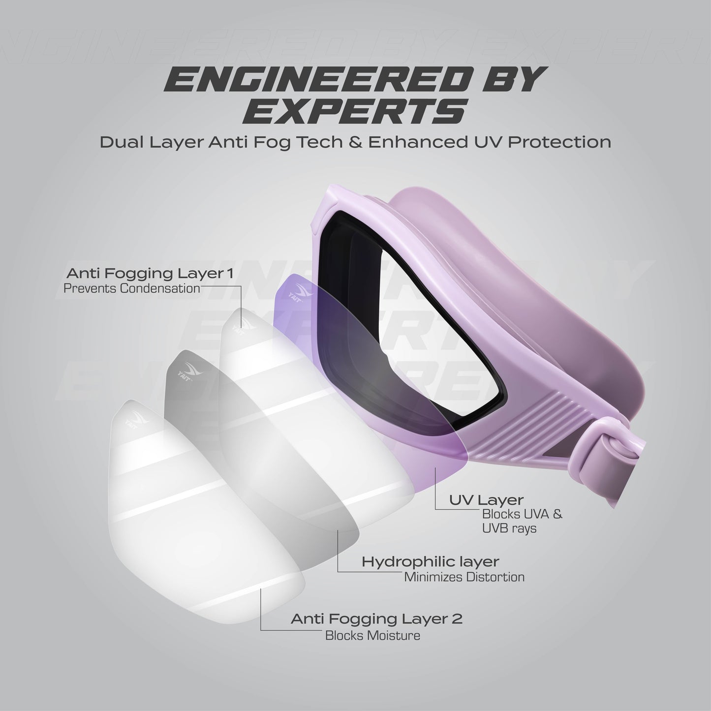 AquaElite Ultra Wide Swimming Goggles - Purple