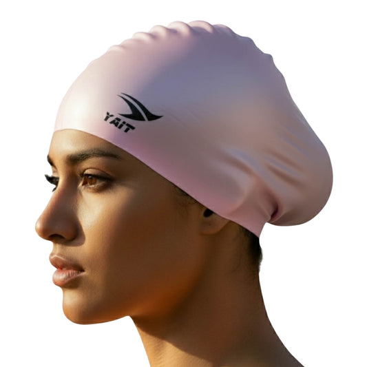 3D Ergonomic Long Hair Unisex Swimming Cap - Pink