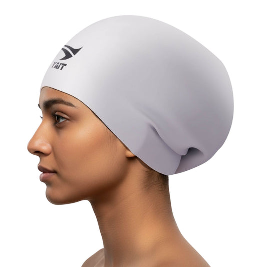Women's Special Extra Long Hair Swimming Cap - Grey