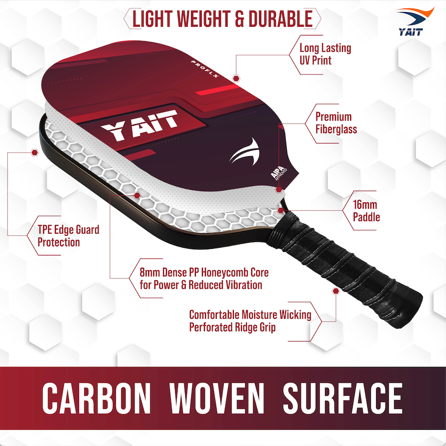 Proflx Pickleball Paddle -  Red (Cover Bag Included)