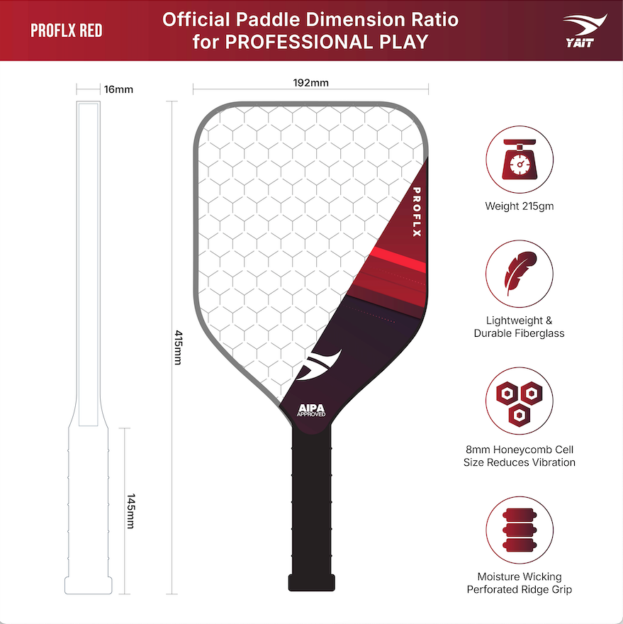 Proflx Pickleball Paddle -  Red (Cover Bag Included)