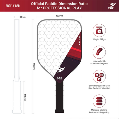 Proflx Pickleball Paddle -  Red (Cover Bag Included)