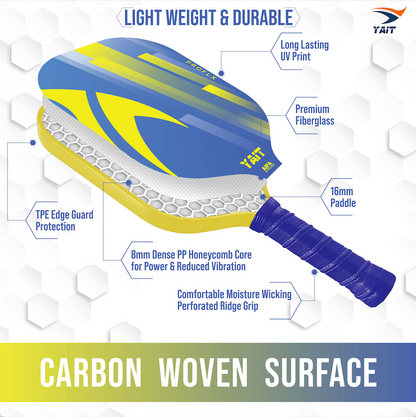 Proflx Pickleball Paddle -  Yellow Blue (Cover Bag Included)