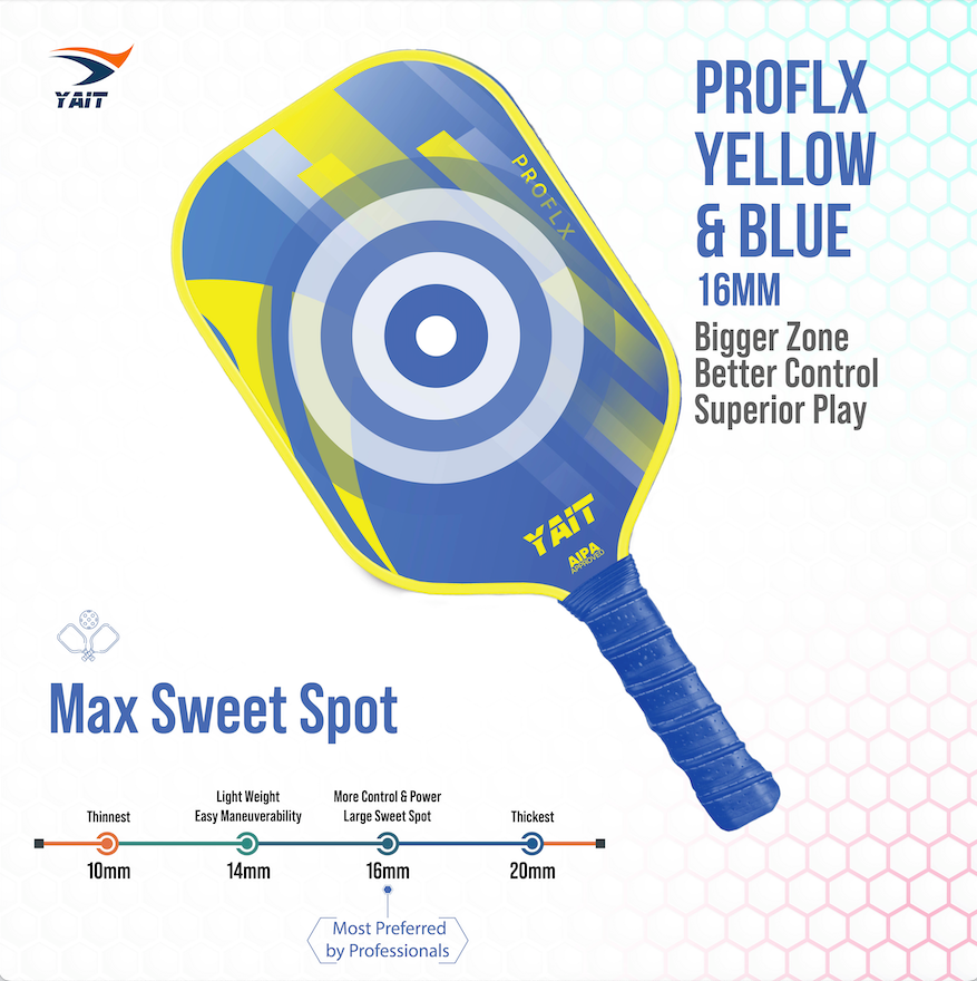 Proflx Pickleball Paddle -  Yellow Blue (Cover Bag Included)