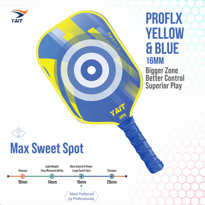 Proflx Pickleball Paddle -  Yellow Blue (Cover Bag Included)