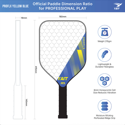 Proflx Pickleball Paddle -  Yellow Blue (Cover Bag Included)