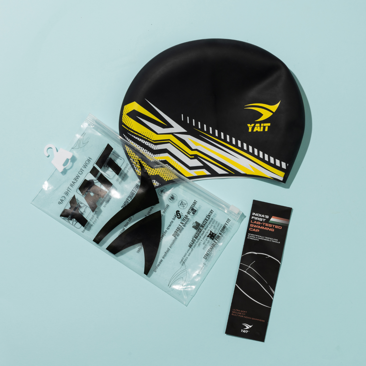 Reversible Dual Design Unisex Swimming Cap - Vibrant Yellow & Silver Grey