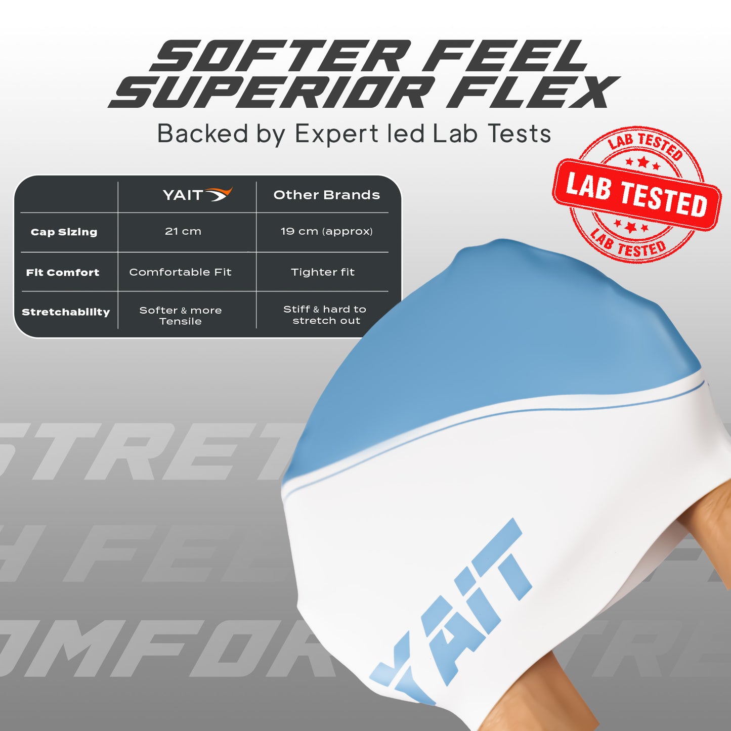 White & Blue Stylish Unisex Swimming Cap for Men, Women, Kids
