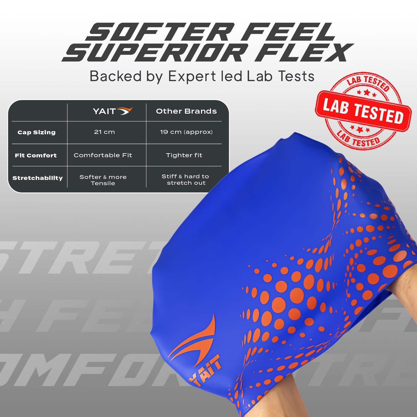 Blue & Orange Stylish Unisex Swimming Cap for Men, Women, Kids