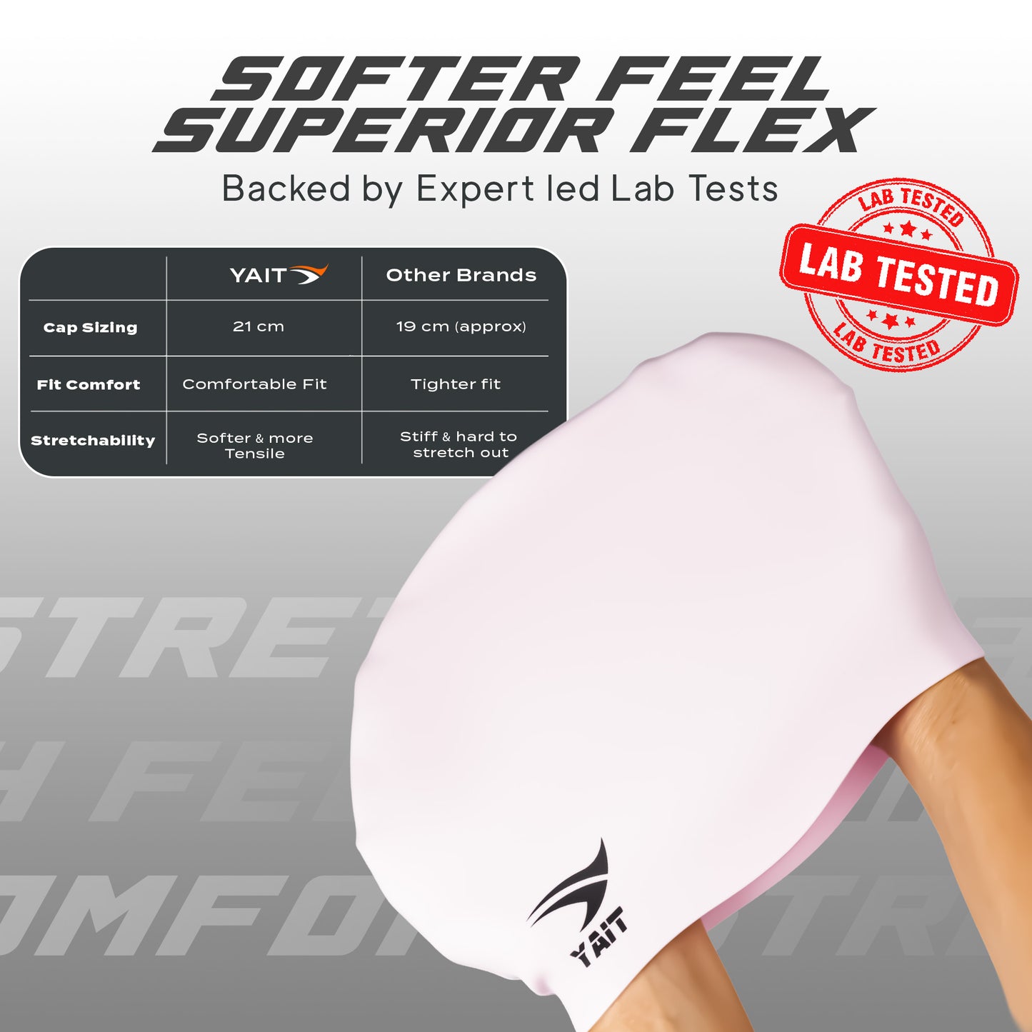 3D Ergonomic Long Hair Unisex Swimming Cap - Pink