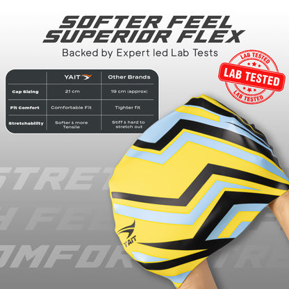 Yellow & Blue Stylish Unisex Swimming Cap for Men, Women, Kids